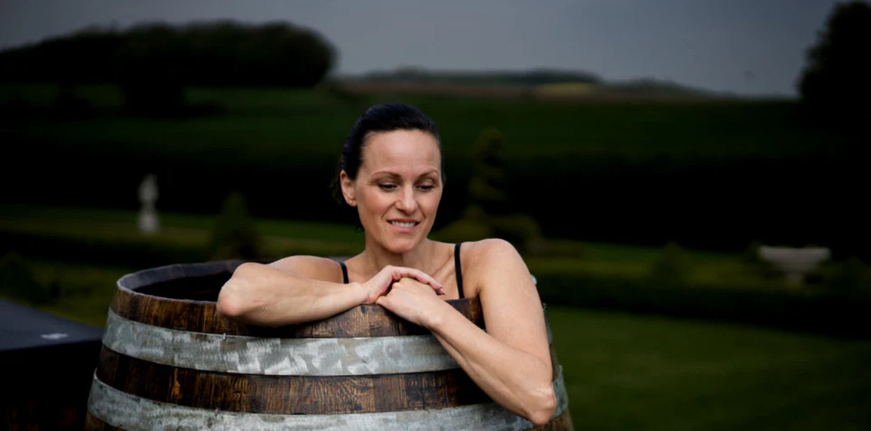 Woman in Cold Plunge Tub Outdoor