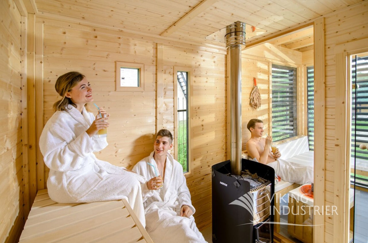 People inside the Sauna in a robe