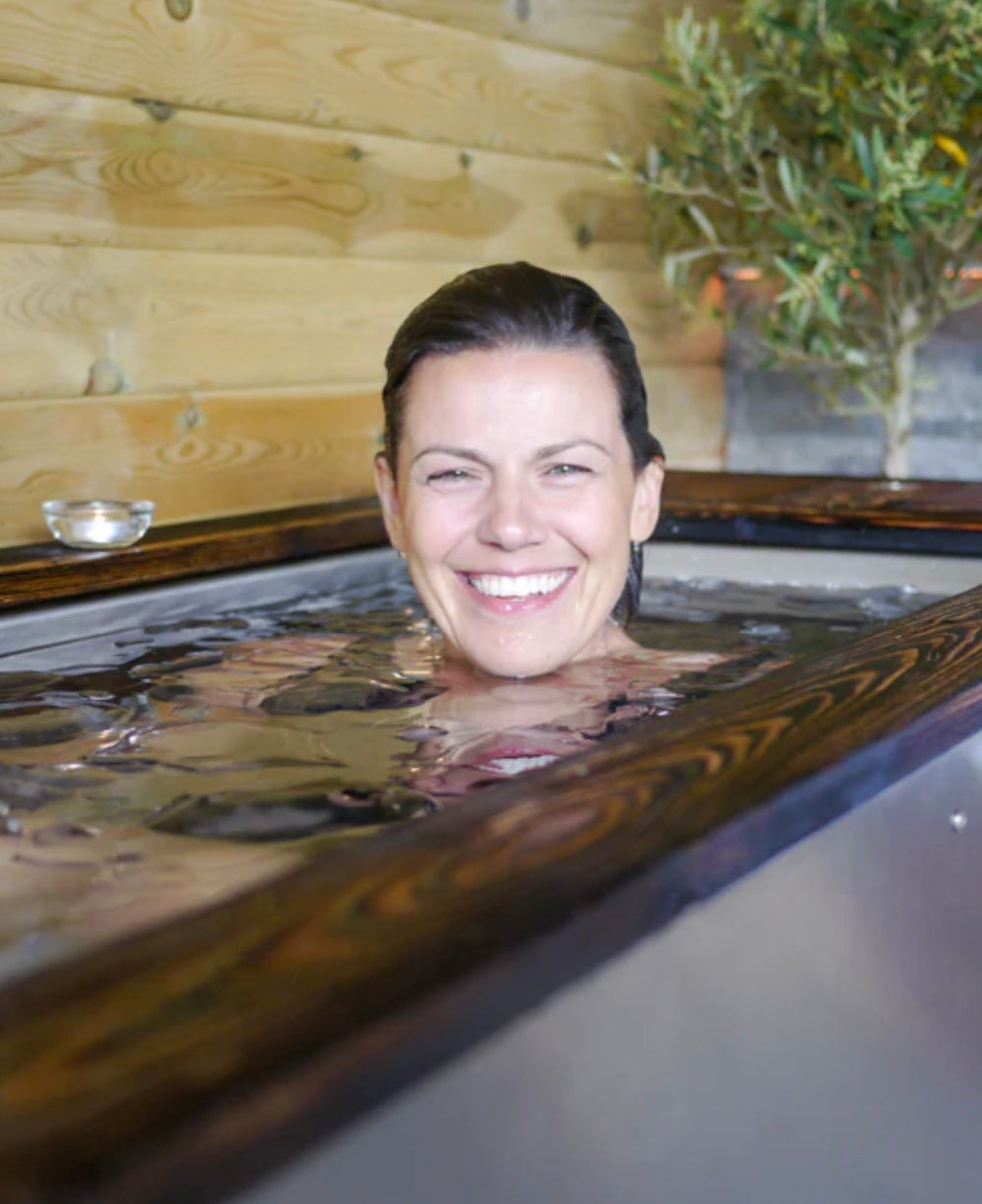 Woman in Ice bath tub vs ice
