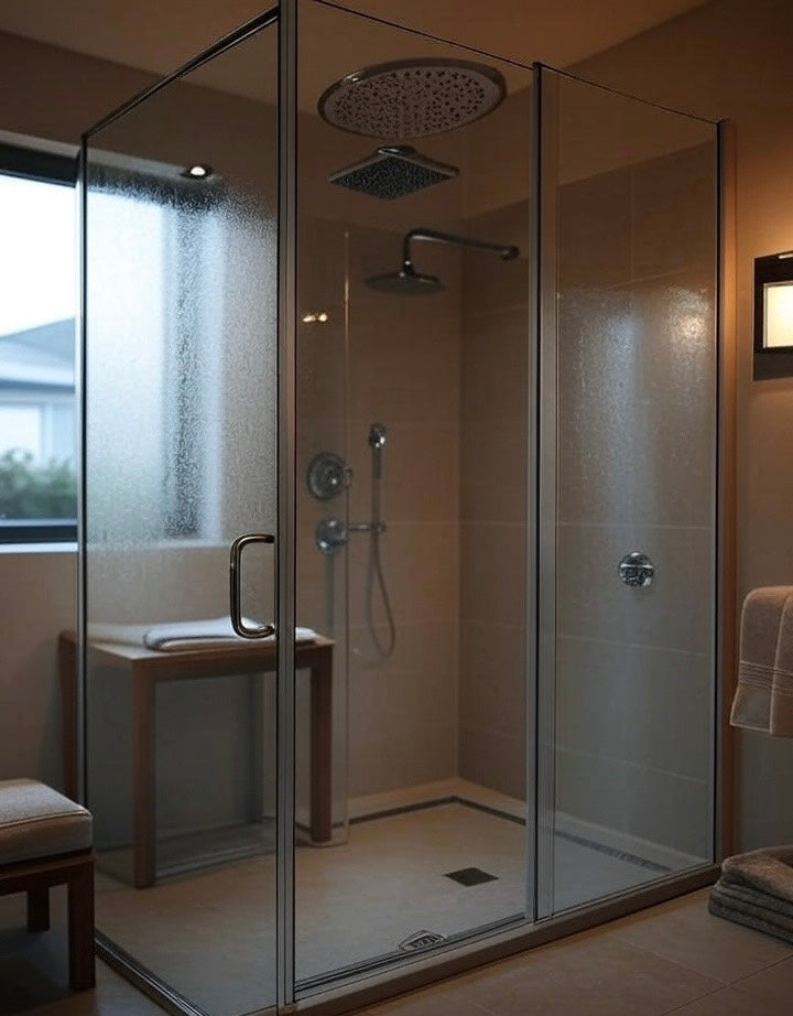 Glass And Steel Steam Shower Cabin
