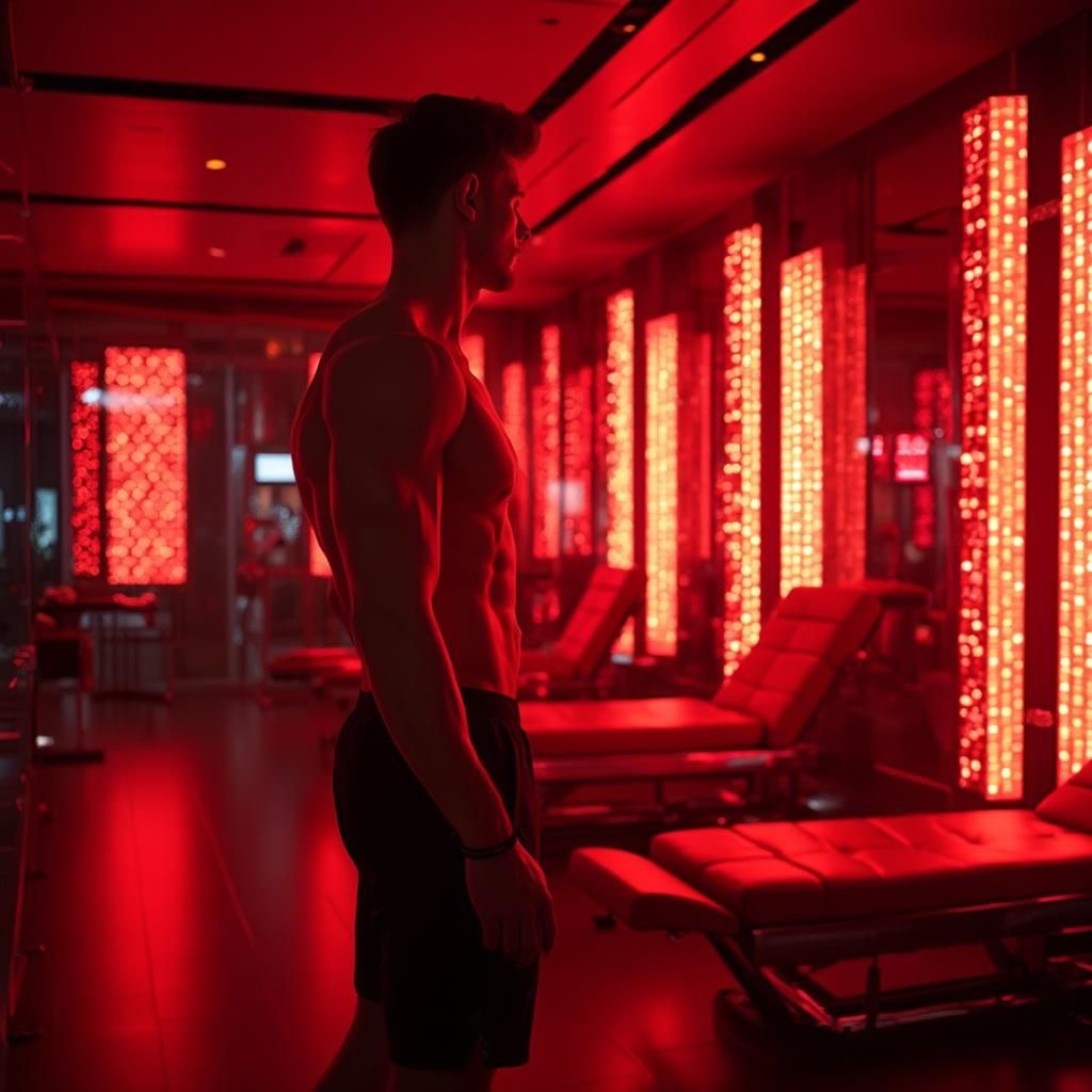 Man in Red Therapy Bed Room