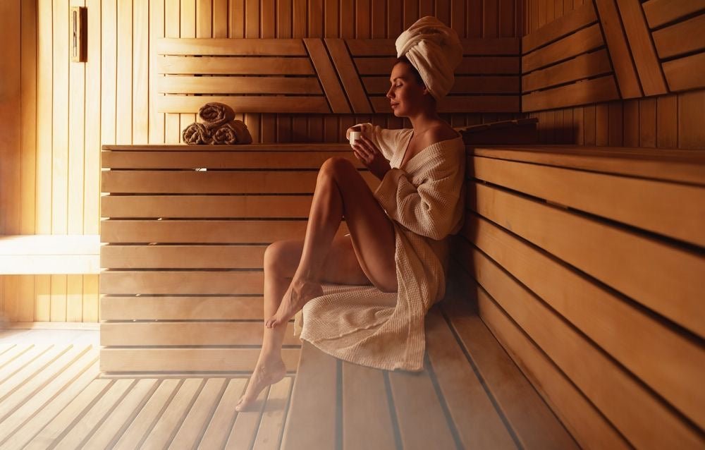 Woman relaxing at Infrared Sauna