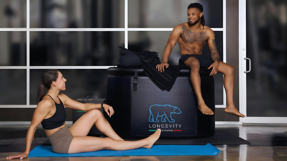 Two Person talking on and beside the Cold Plunge Tub