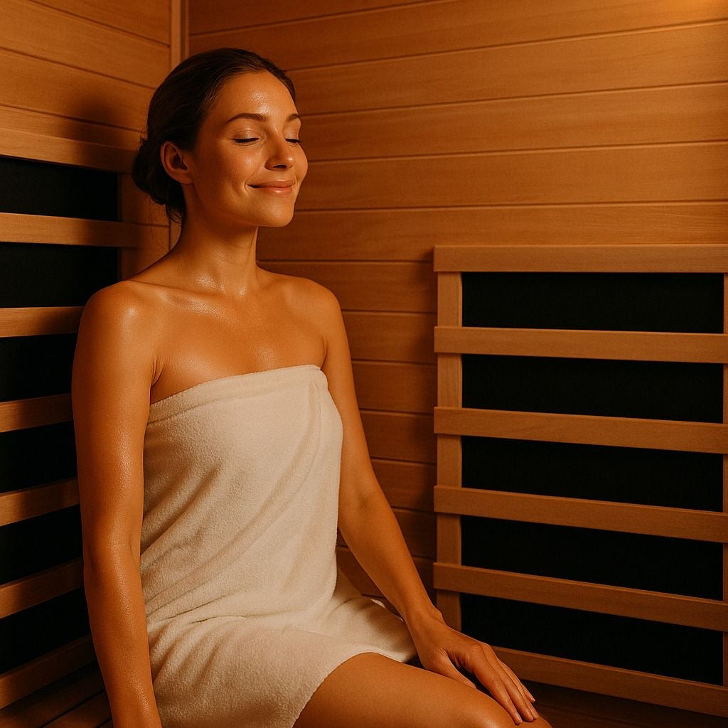 Woman detoxifies her skin at Infrared Sauna