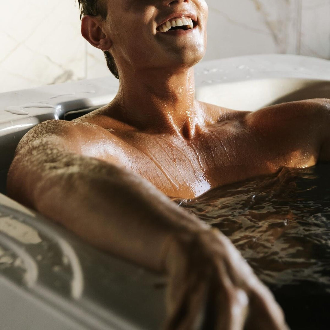Man in Cold plunge Tub
