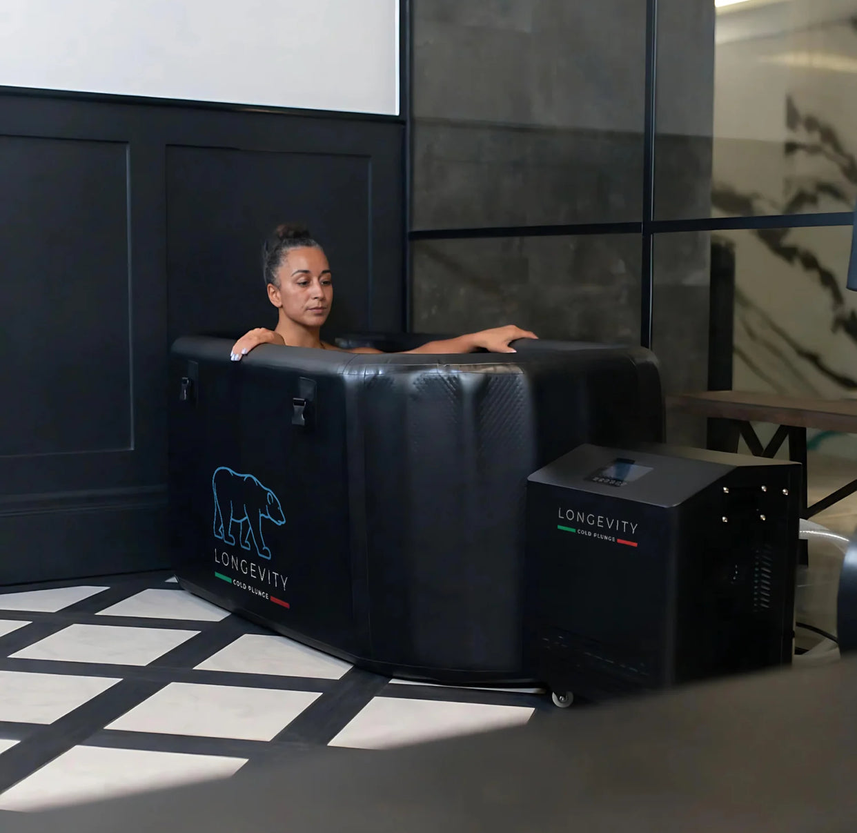 Woman in A Cold Plunge Tub 