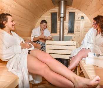 People having fun inside the Infrared Sauna