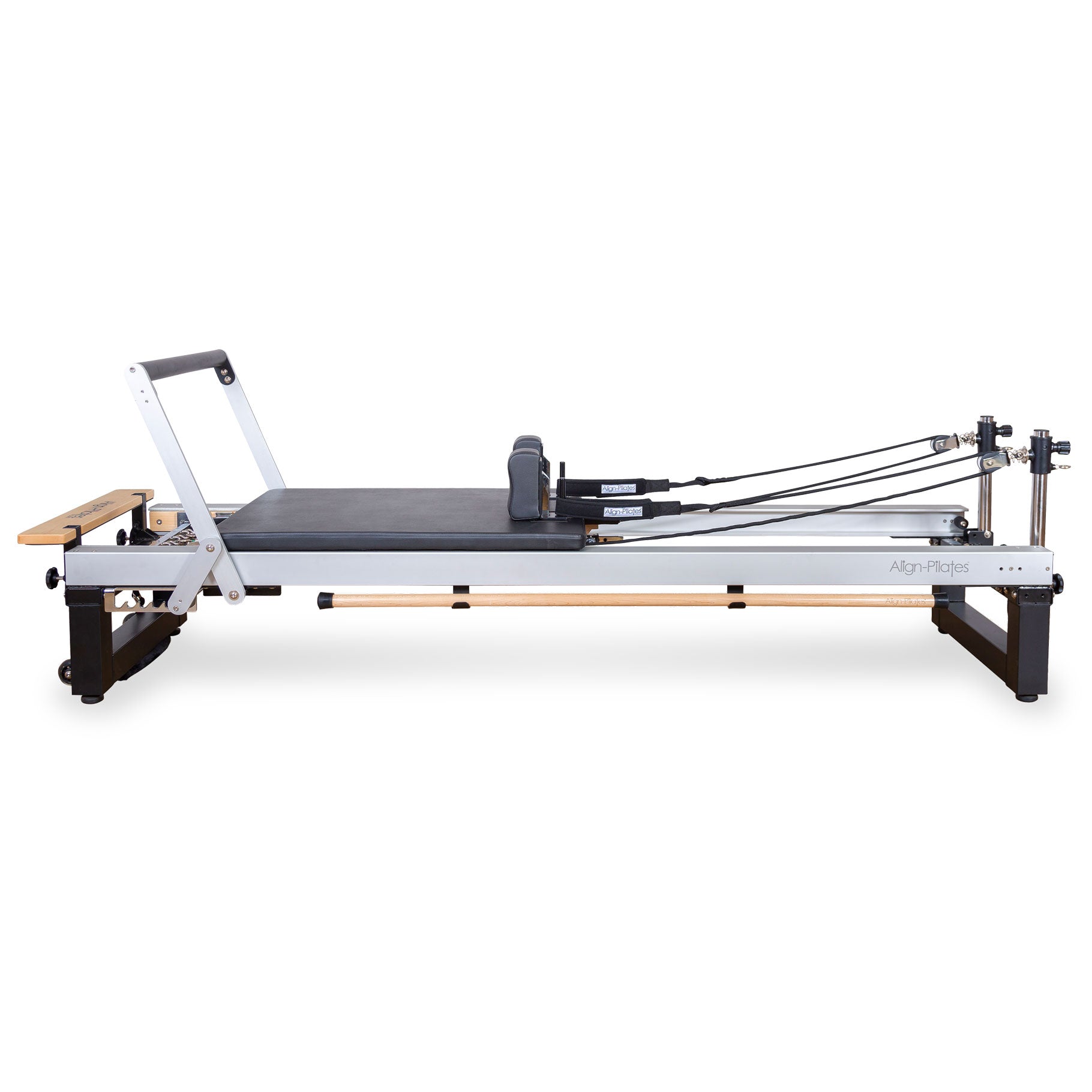 Align-Pilates A8-Pro Pilates reformer, detail view of the carriage and footbar