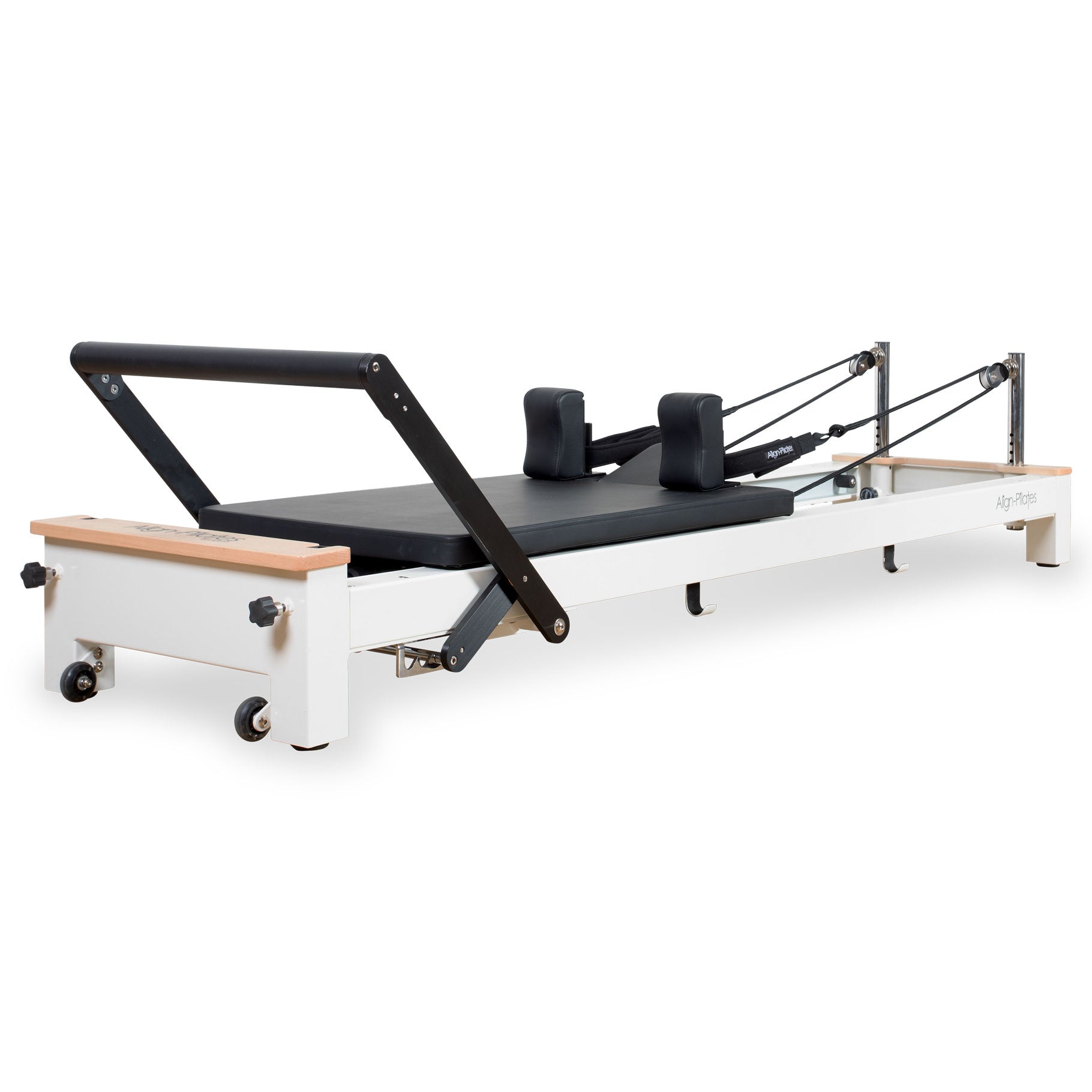 Align-Pilates C8-S Pro white-framed commercial Pilates reformer, full side view