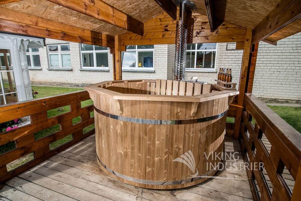 Wood Chimney Burning Thermo Wood Hot Tub (corner)