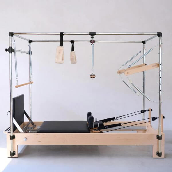 Atro Pilates Cadillac Reformer – professional trapeze reformer with maple frame and black upholstery