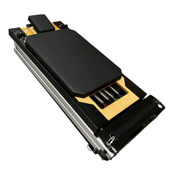 Atro Foldable Reformer – compact design with folding frame and adjustable resistance springs