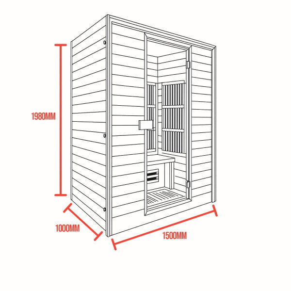 Technical dimension diagram of Insignia KY009A infrared sauna 1500x1000x1980mm